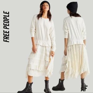 FREE PEOPLE CHATEAUX MAXI DRESS CREAM NEW XL